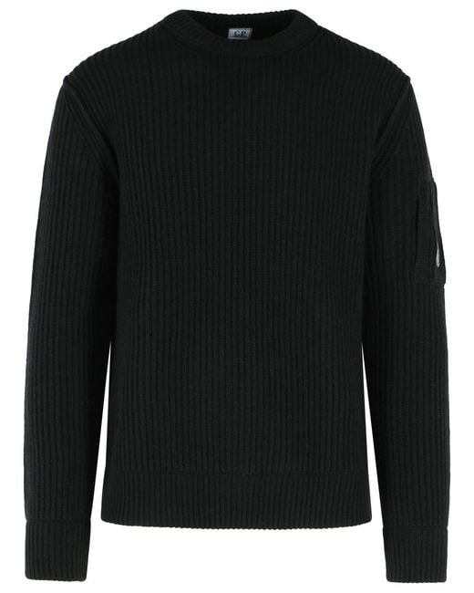 C P Company Black Wool Blend Sweater for men