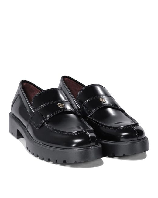 Tory Burch Black Classic Lug Loafers For