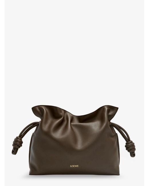 Loewe Brown Clutch Bag Flamenco Leather