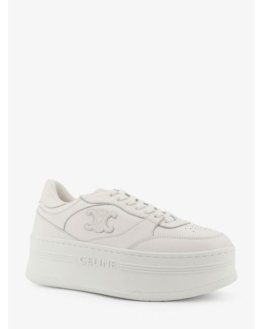 Céline White Block Sneakers With Side Triomphe Logo