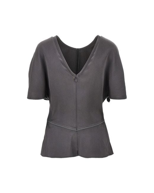 Victoria Beckham Gray 'Bela' Crepe Back Satin Top