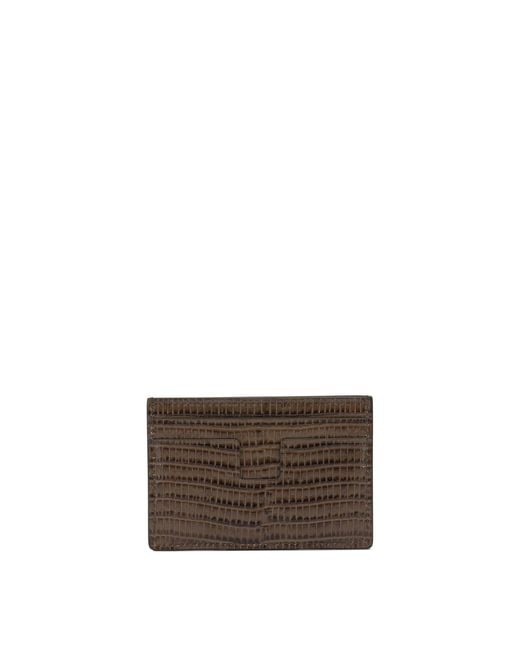 Tom Ford Brown "Tejus T Line" Card Holder for men