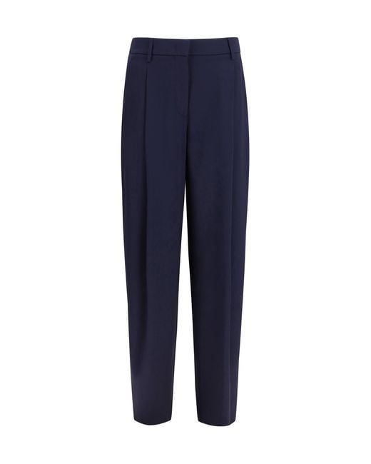 Giorgio Armani Blue Pleated Silk Pants