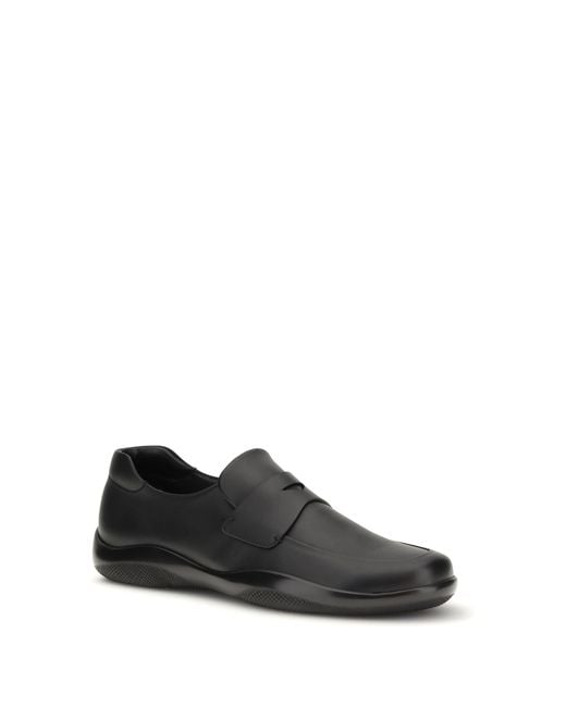 Prada White Toblach Leather Loafers for men