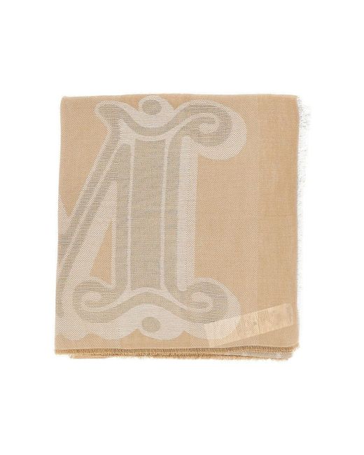 Max Mara Natural Jacquard Linen-Blend Scarf