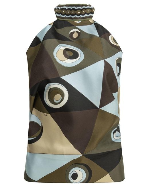 Emilio Pucci Gray "Occhi" Draped Top