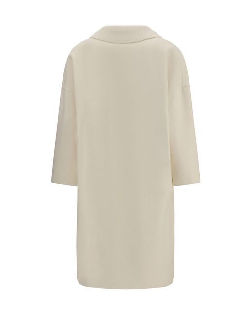 Aftercoat White Double-Breasted Long Coat