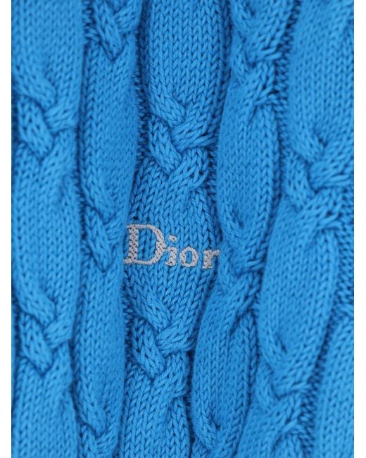 Dior Blue Dior Cotton Sweater With Braided Processing for men