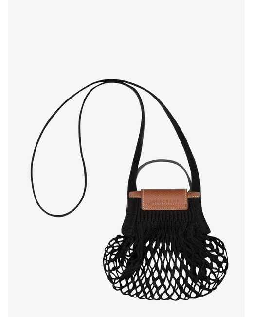 Longchamp Black Le Pliage Filet Cotton Crossbody Bag
