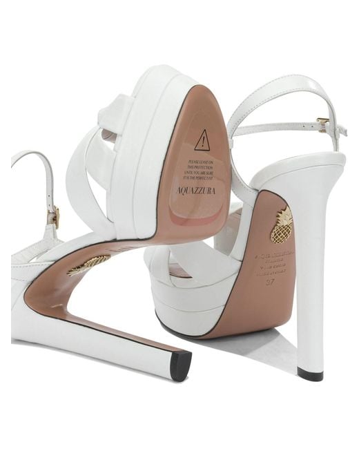 Aquazzura White "Nina Plateau 130 Mm" Heeled Sandals