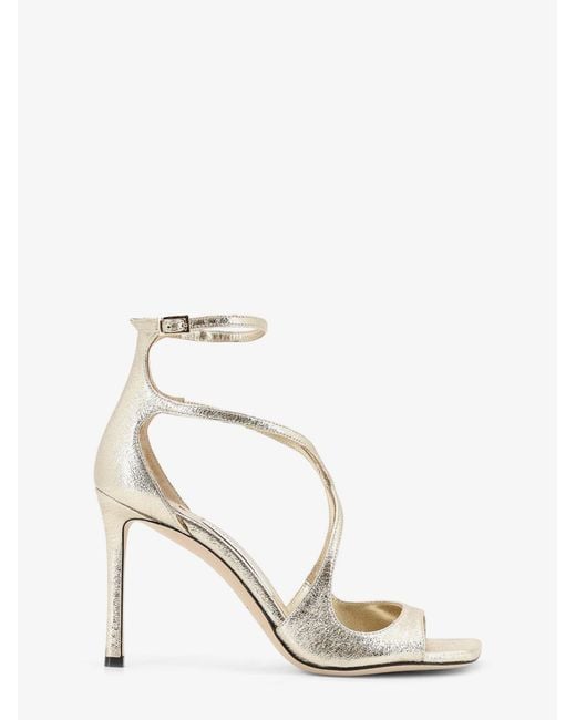 Jimmy Choo White Azia Glittered Leather Sandals