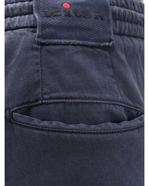 Kiton Blue Lyocell Blend Trouser for men