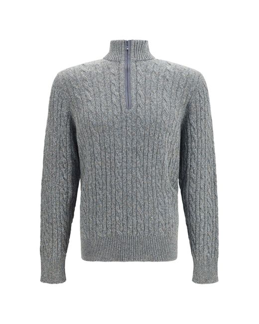 Men's Grey Treccia Baby Cashmere Jumper Sky And Steel