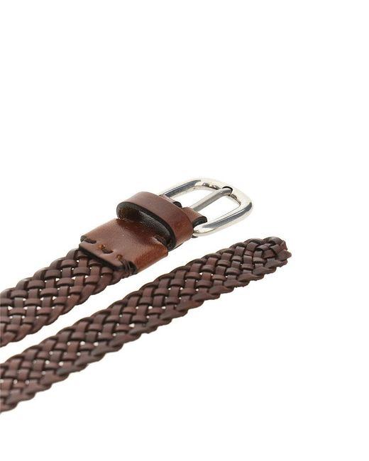 Brunello Cucinelli Brown Braided Leather Belt for men