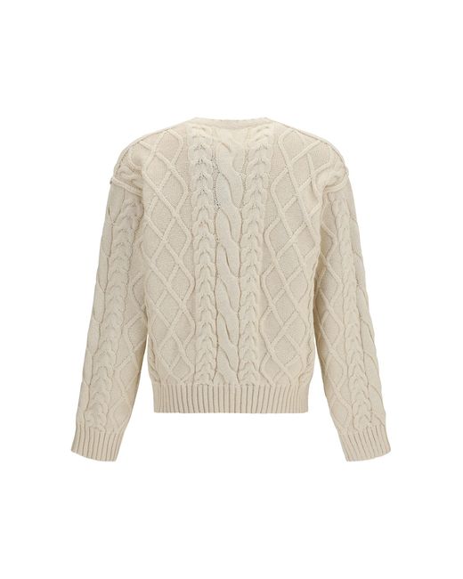 Dolce & Gabbana White Dolce & Gabbana Cable-Knit Pullover for men