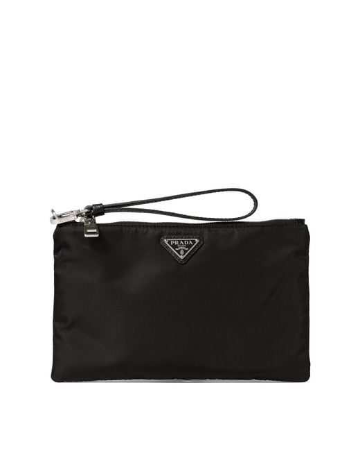 Prada Black Re-Nylon And Saffiano Pouch