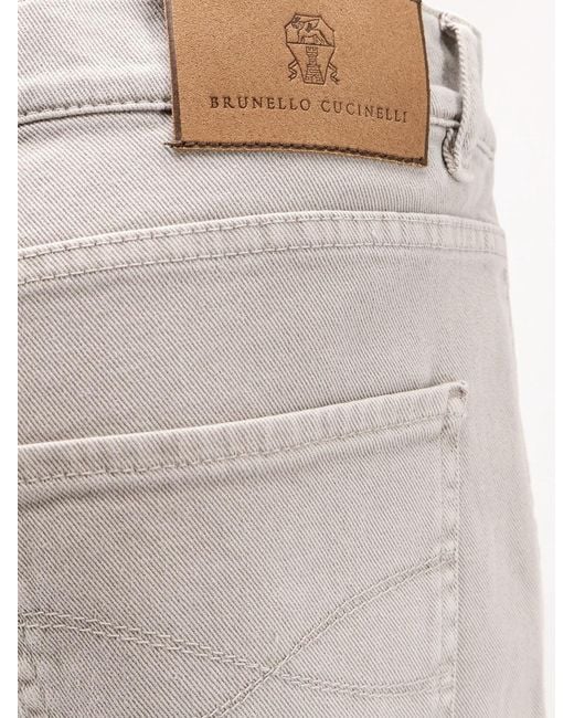 Brunello Cucinelli Gray Stretch Canvas Trousers for men