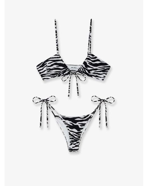 The Attico White Il Primo Bagno Lycra Bikini With Zebra Print