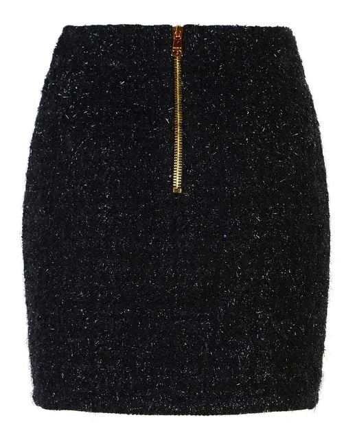 Balmain Black Viscose Blend Miniskirt