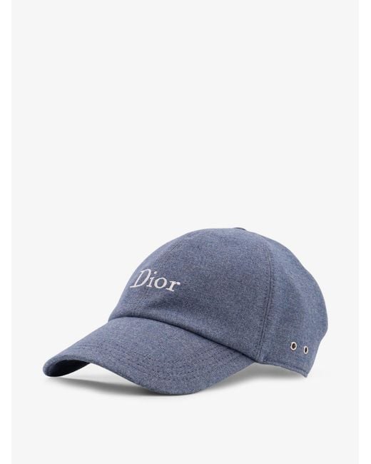 Dior Blue Dior Cotton Hat With Embroidered Logo On The Front for men