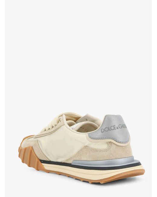 Dolce & Gabbana White Nylon And Suede Sneakers With Dg Logo On The Side