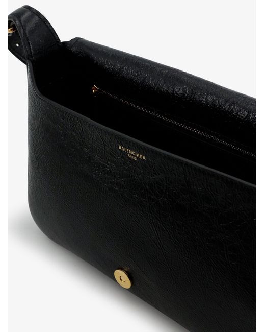 Balenciaga Black Clicca Arena Leather Medium Shoulder Bag