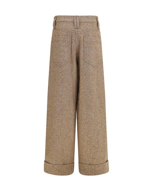 Brunello Cucinelli Natural Tailored Wool-Blend Pants Olio
