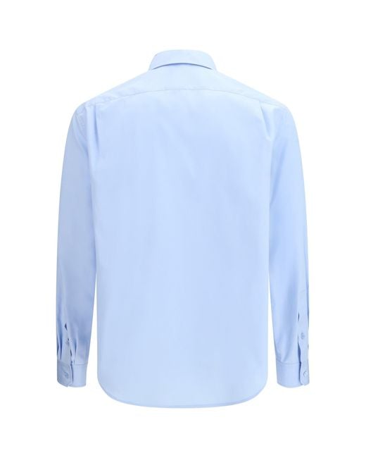 Loewe Blue Classic Cotton Shirt With Embroidered Anagram Logo for men