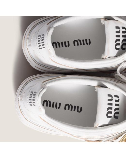 Miu Miu White Gymnasium Leather Sneakers
