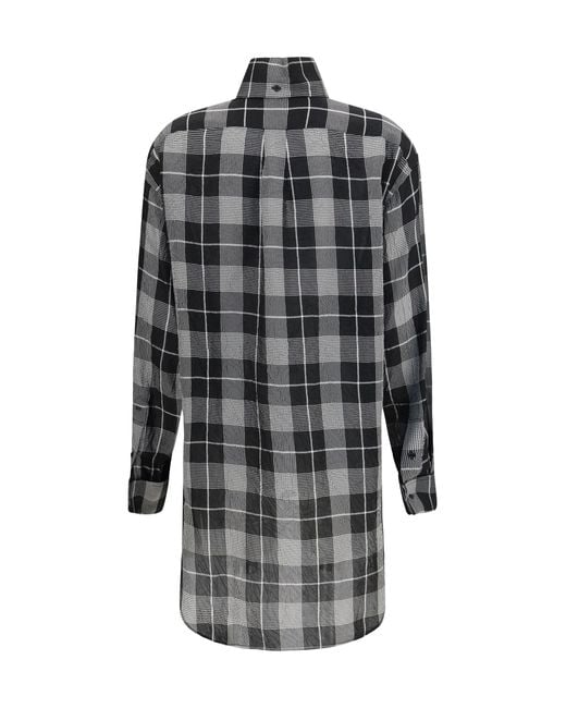 Phoebe Philo Gray Custom Tux Shirt Ombré Check Viscose
