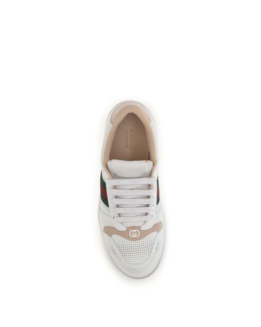 Gucci White W Screener Snkr Perf Lthr