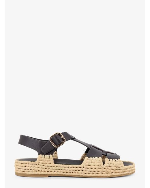 Paloma Barceló White Sandals Yuka Leather/Raffia