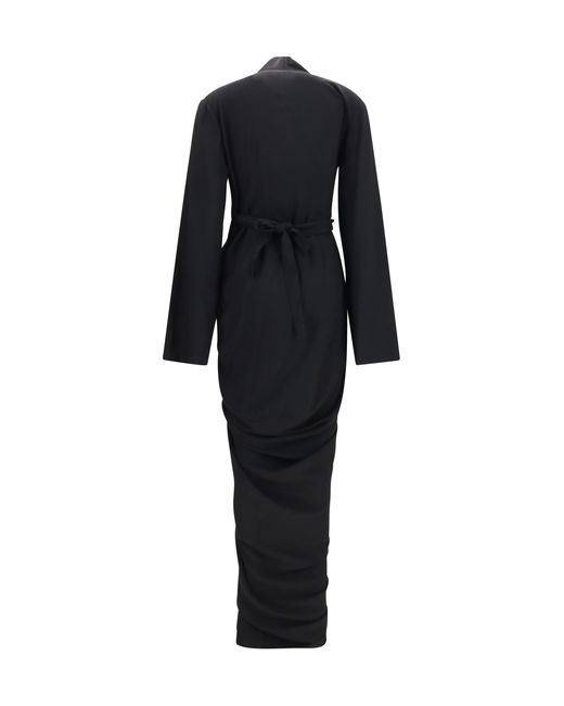 Rick Owens Black Dress Draped Wrap