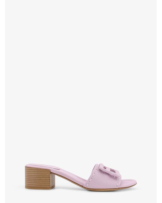 Fendi Pink Leather Baguette Sandals