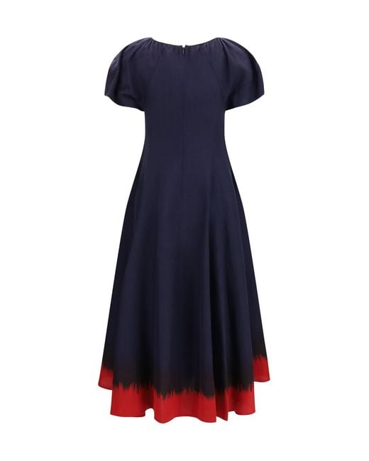 Tory Burch Blue Midi Dress With Balloon Sleeves