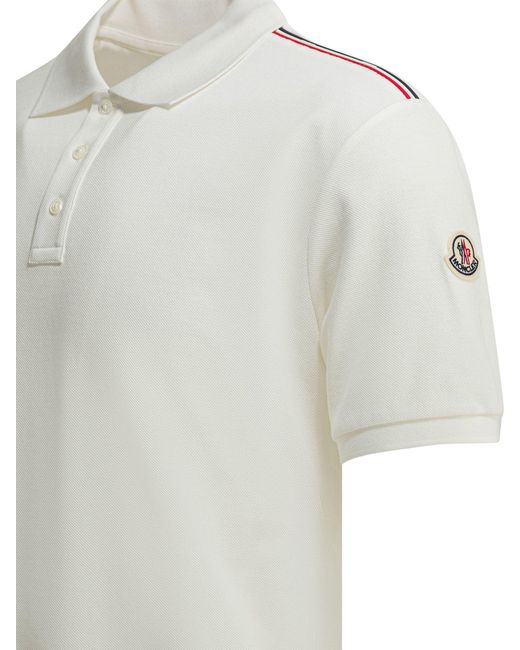 Moncler White Polo Shirt With Buttons And Logo for men