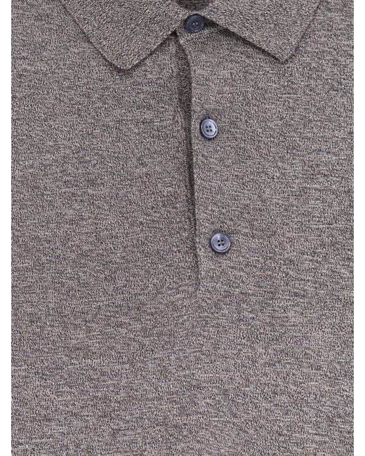 Loro Piana Gray Ice Wish Melange Cotton Polo Shirt for men