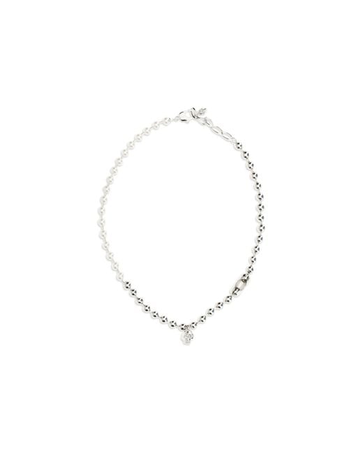 McQueen White Pearl Skull Necklace for men