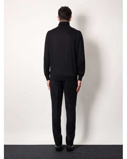 Brunello Cucinelli Black Cashmere And Silk Turtleneck for men