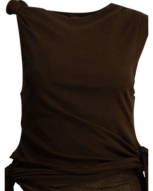 Ganni Black Draped Tank Top