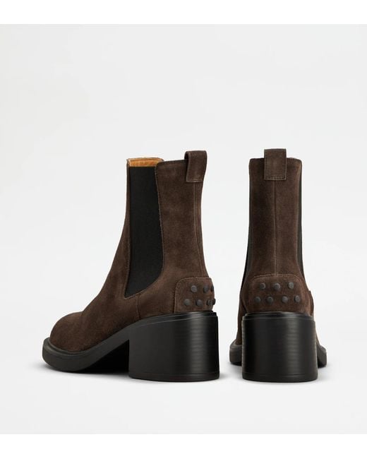 Tod's Brown Suede Heeled Ankle Boots