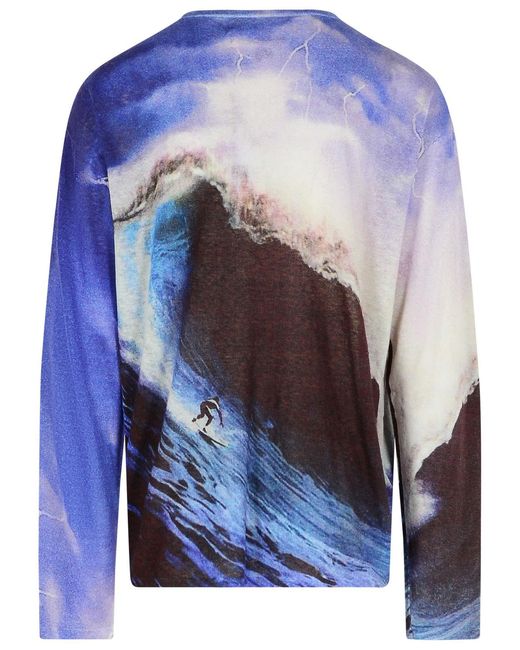 ERL Blue Nylon Blend Sweater for men
