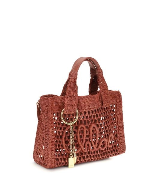Chloé Red Chloé Small Summer Banana East-West Tote Bag