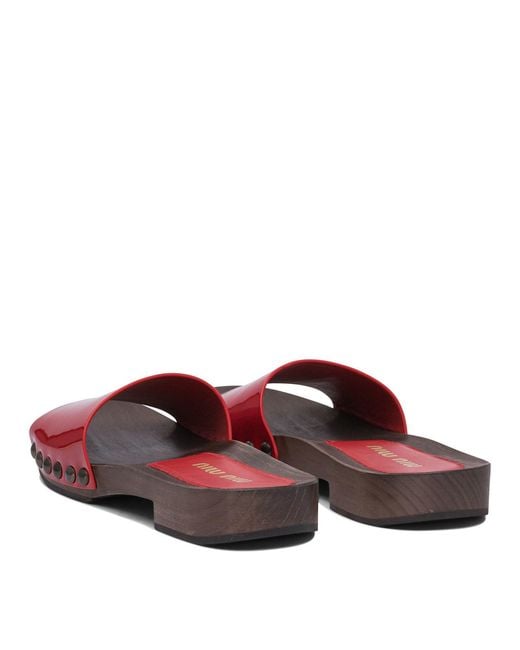 Miu Miu Red Patent Leather Clogs 30Mm