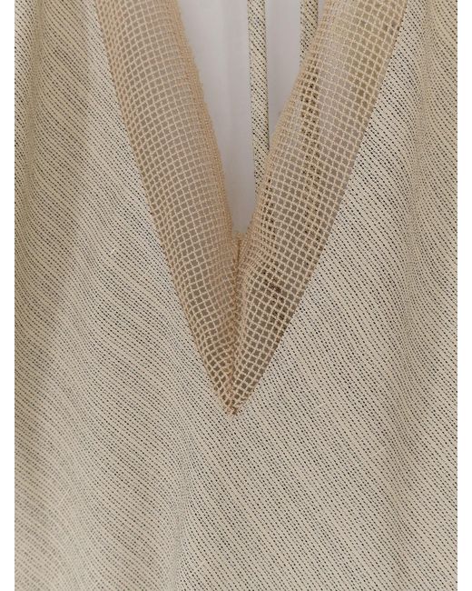 Alysi White Viscose And Linen Top