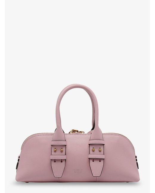 Pinko Pink Bowling Escape Leather Handbag