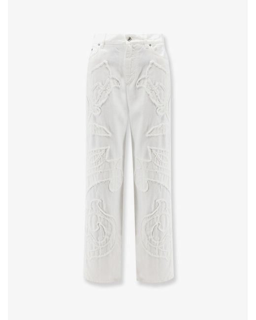 Dolce & Gabbana White Boyfriend Denim Trousers With Embroidery