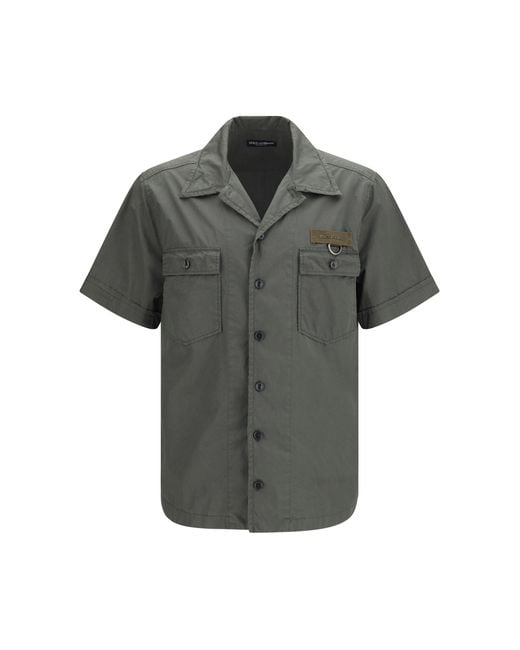 Dolce & Gabbana Gray Dolce & Gabbana Short-Sleeve Shirt With Chest Pocket for men