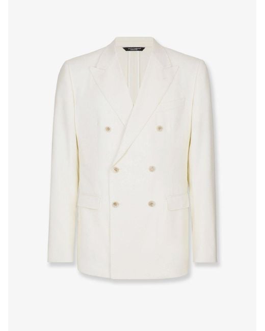 Men's White Dolce & Gabbana Taormina Linen Blazer
