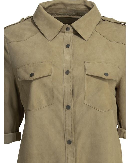 Salvatore Santoro Green Casual Suede Shirt